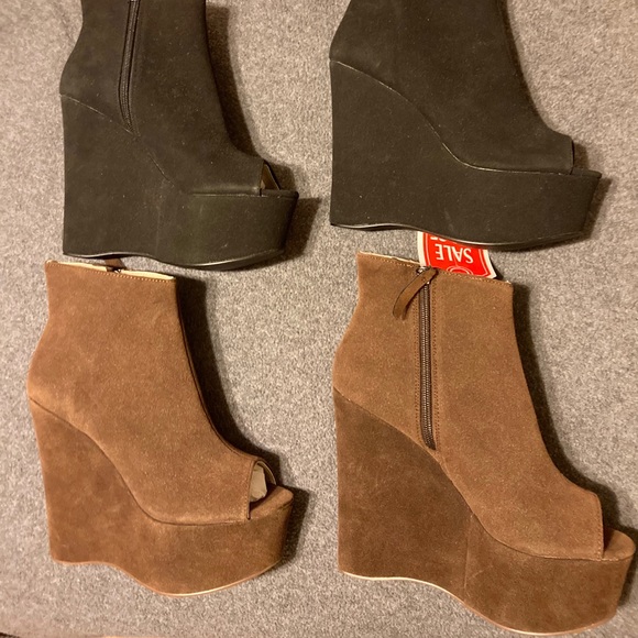 Boot LOT winter platform open toe wedge 2n1 BNWOB - Picture 3 of 5